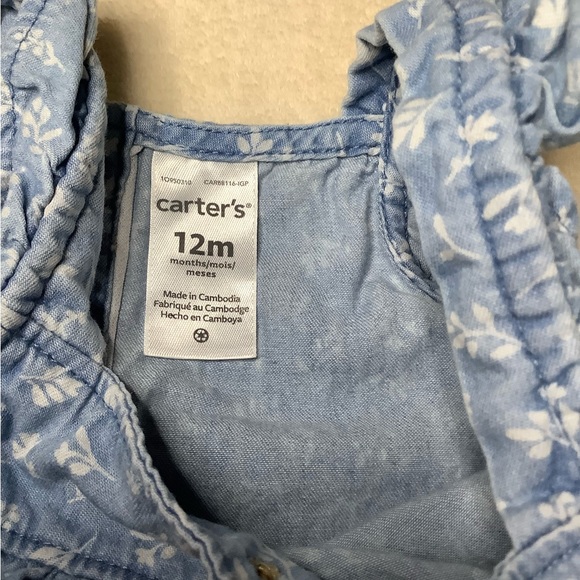 Carters 12 Month Short Overalls Shortalls 12M - Picture 2 of 3